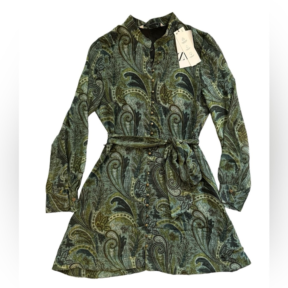 Zara Green Paisley Mini Dress